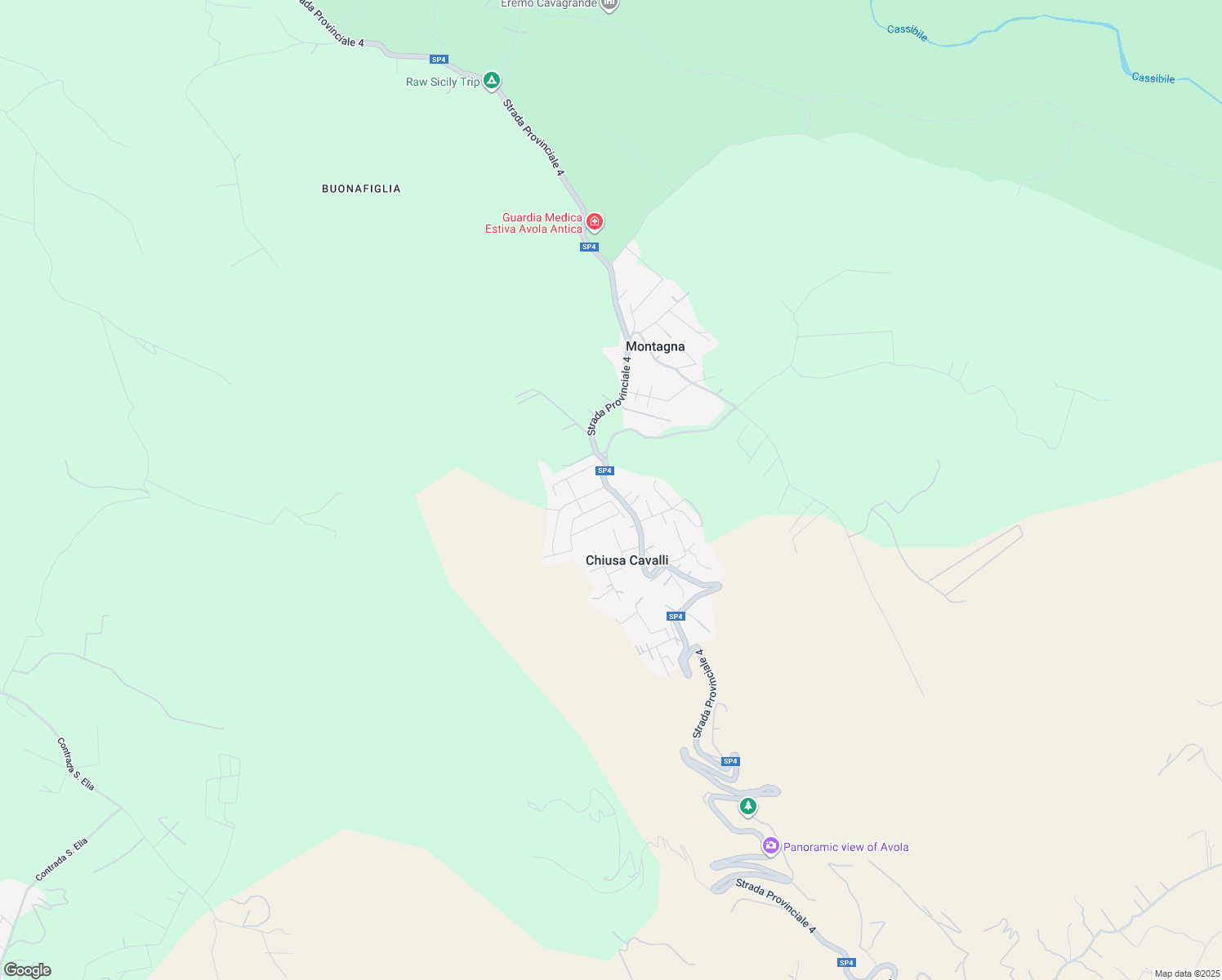 map of restaurants, bars, coffee shops, grocery stores, and more near Strada Provinciale 4 in Syracuse