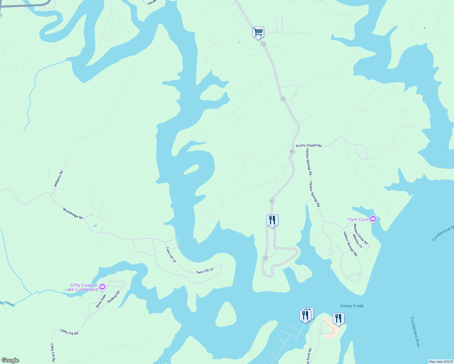 map of restaurants, bars, coffee shops, grocery stores, and more near 298 Lantern Way in Jamestown