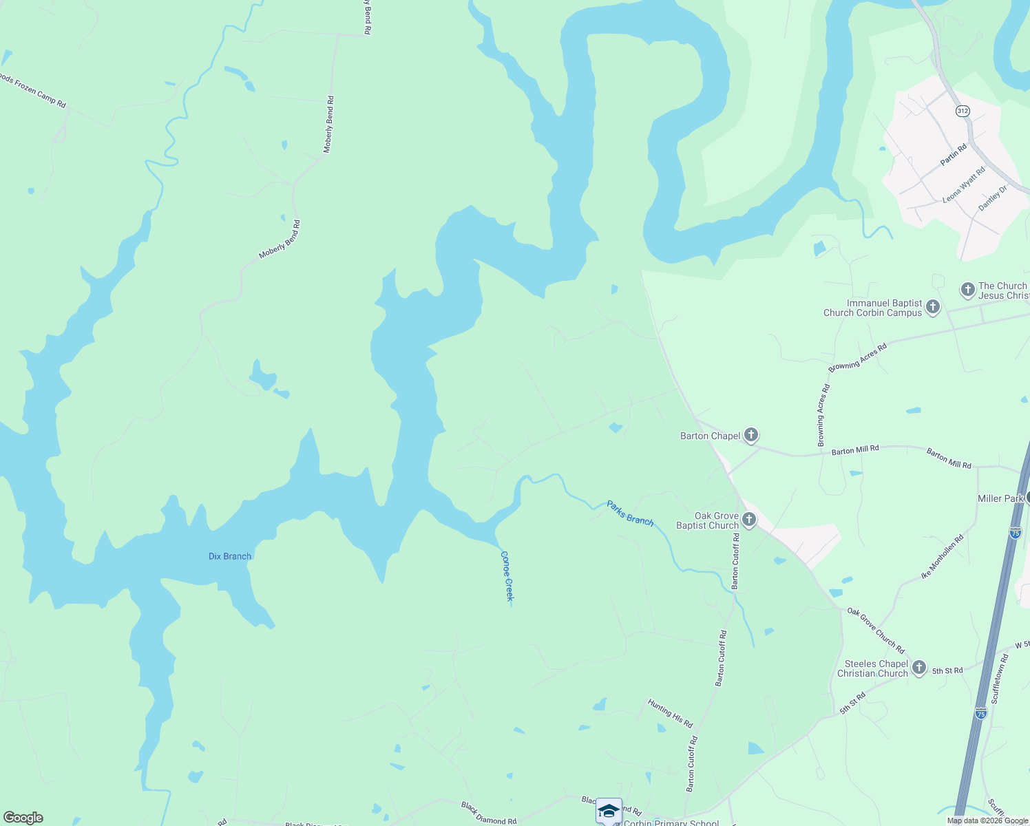 map of restaurants, bars, coffee shops, grocery stores, and more near 300 Scott Road in Corbin