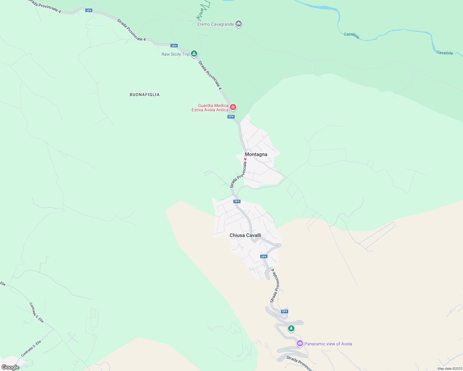 map of restaurants, bars, coffee shops, grocery stores, and more near Strada Provinciale 4 in Syracuse