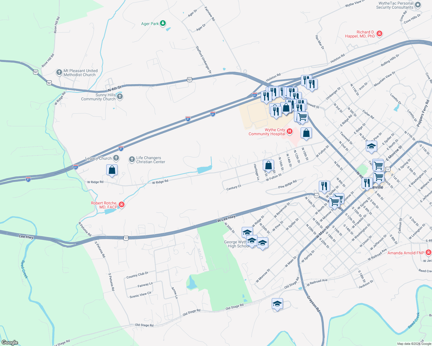 1365 West Ridge Road, Wytheville VA Walk Score