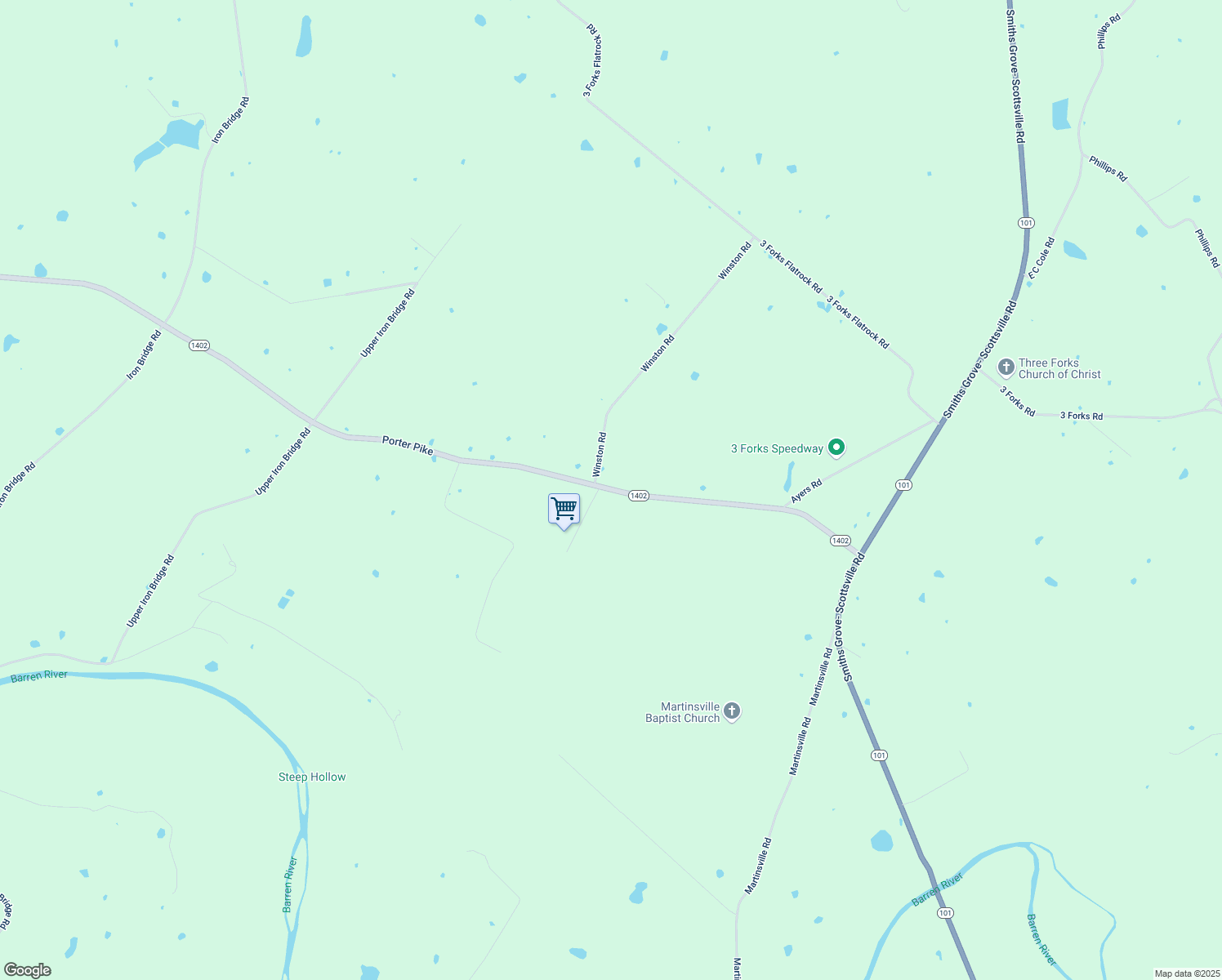 map of restaurants, bars, coffee shops, grocery stores, and more near 11051 Porter Pike in Oakland