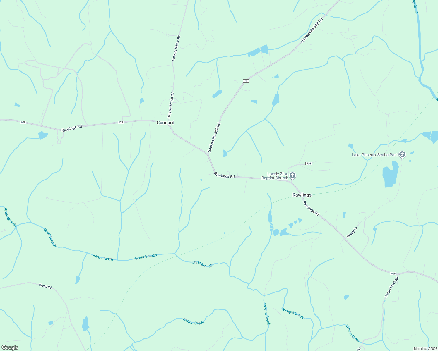 map of restaurants, bars, coffee shops, grocery stores, and more near 3947 Rawlings Road in Rawlings