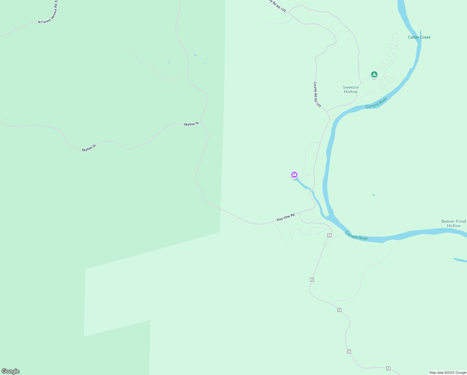 map of restaurants, bars, coffee shops, grocery stores, and more near Missouri 103 in Van Buren