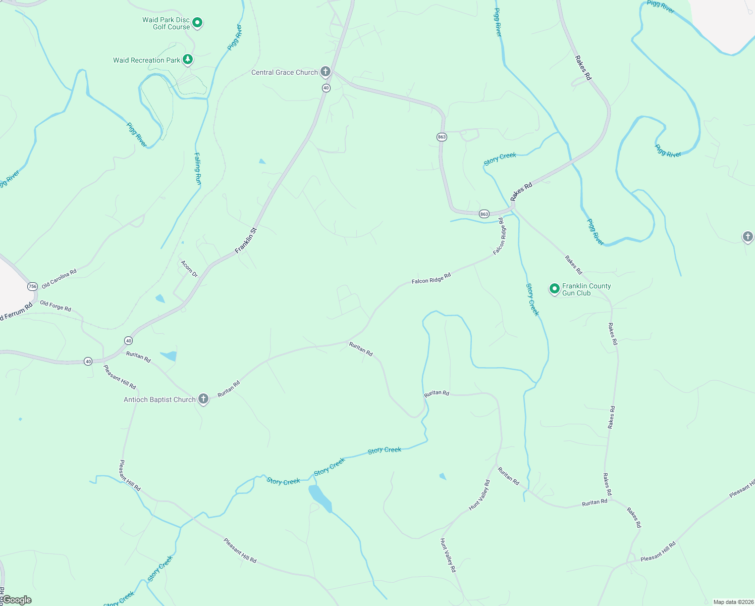 map of restaurants, bars, coffee shops, grocery stores, and more near 271 Falcon Ridge Road in Rocky Mount