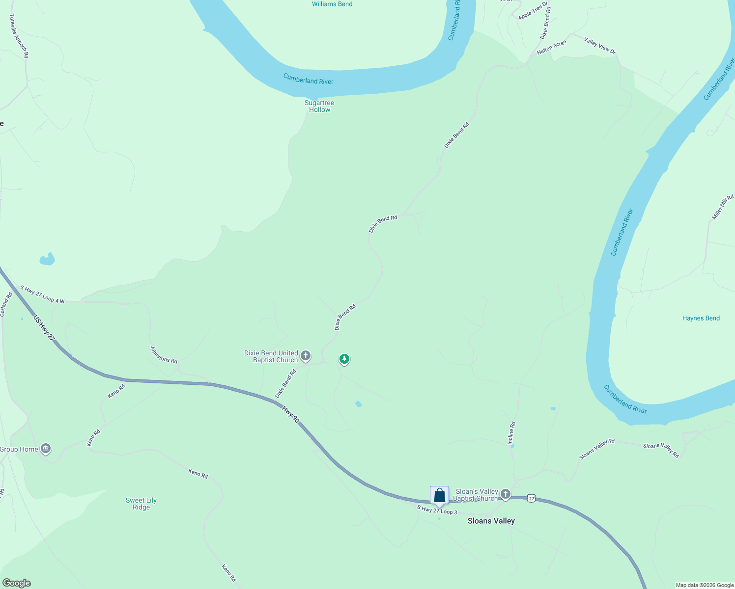 map of restaurants, bars, coffee shops, grocery stores, and more near 763 Dixie Bend Road in Burnside
