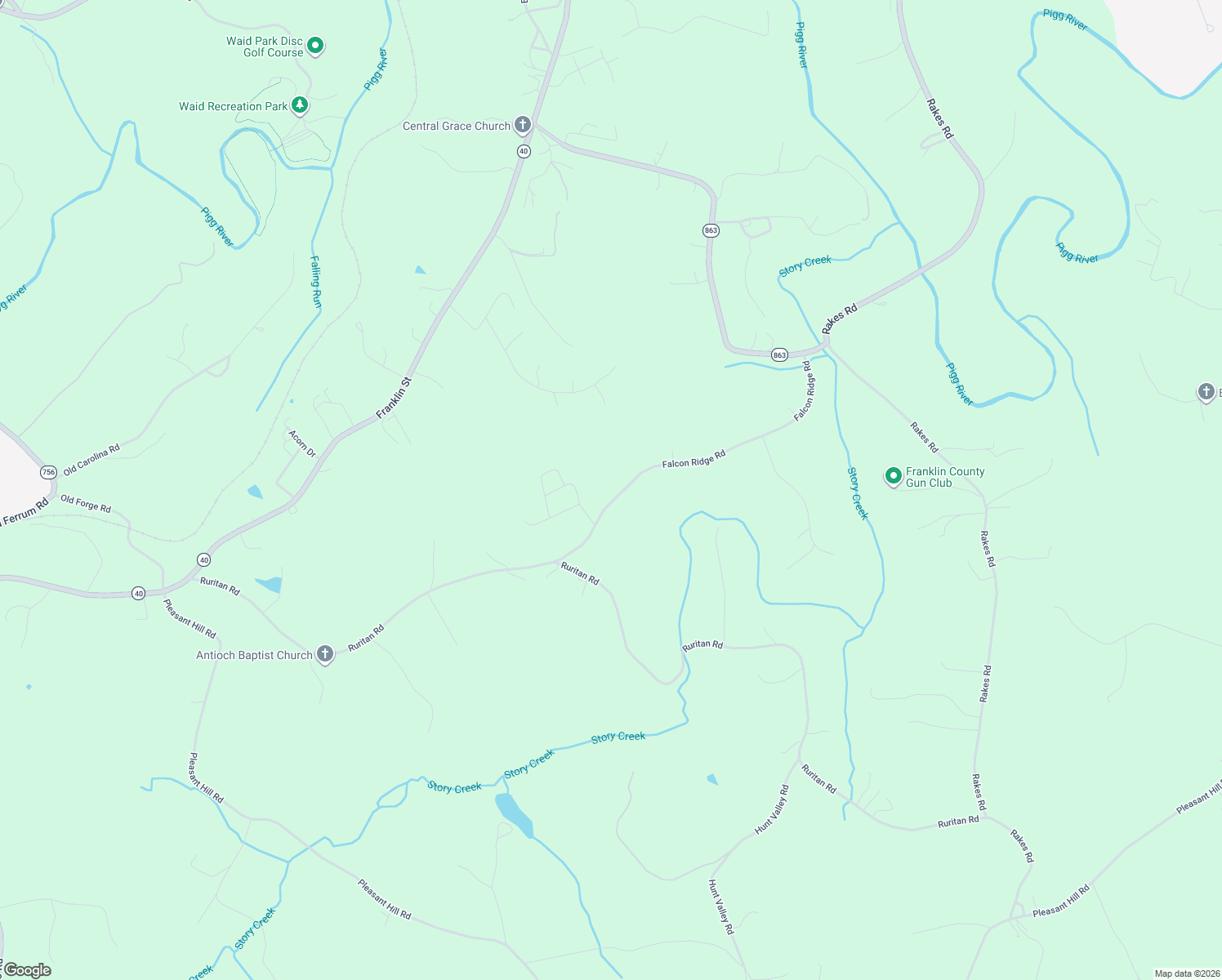 map of restaurants, bars, coffee shops, grocery stores, and more near 271 Falcon Ridge Road in Rocky Mount