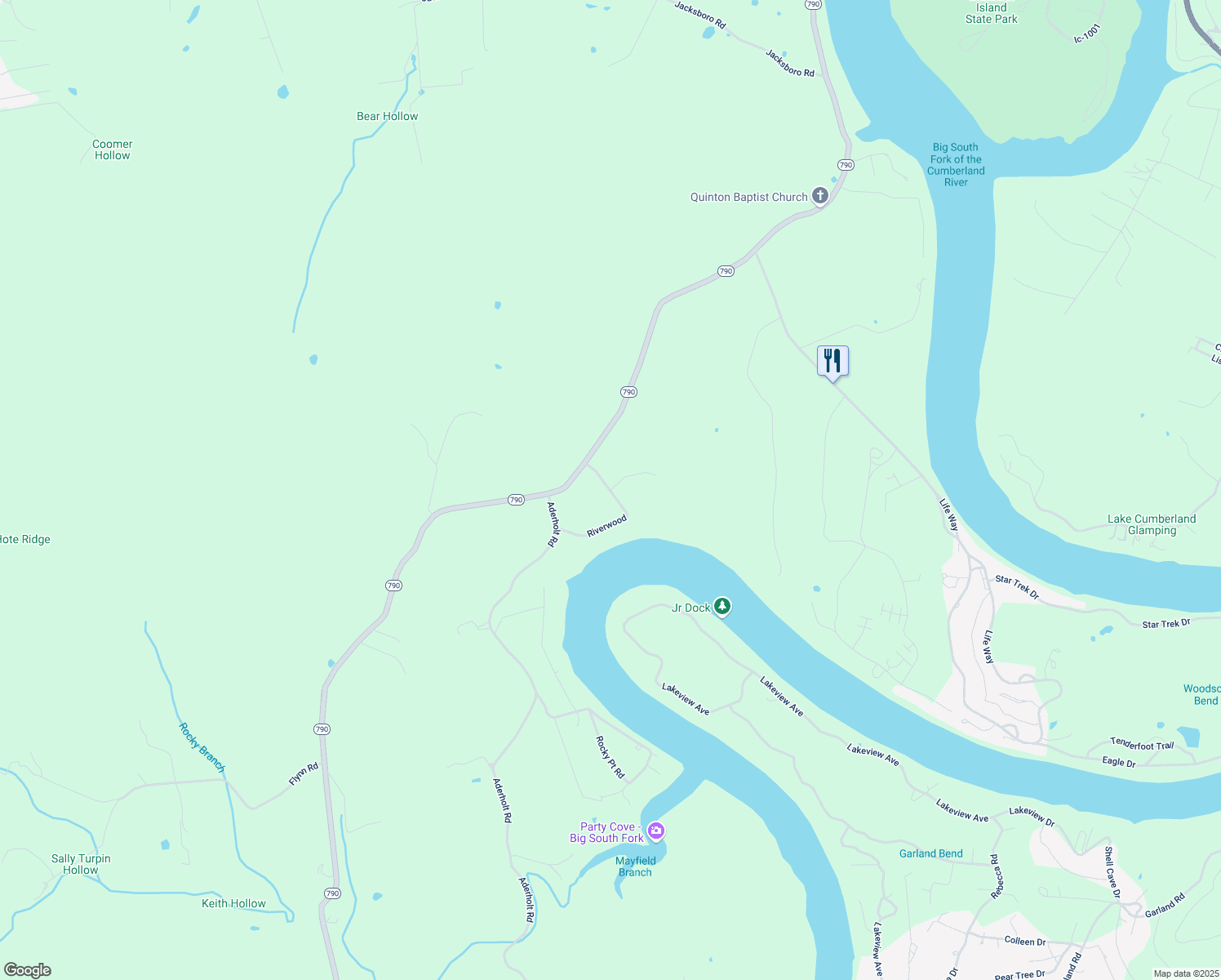 map of restaurants, bars, coffee shops, grocery stores, and more near 111 North Riverwood Road in Bronston