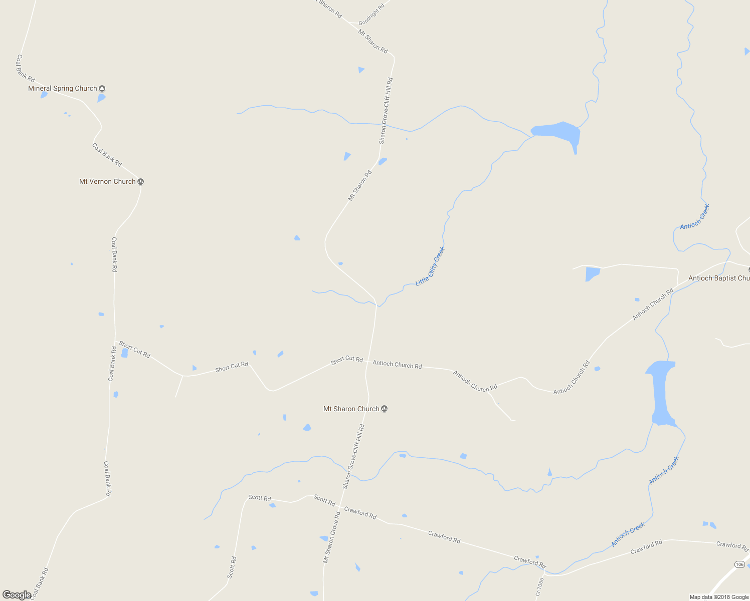 map of restaurants, bars, coffee shops, grocery stores, and more near Sharon Grove-Cliff Hill Road in Sharon Grove