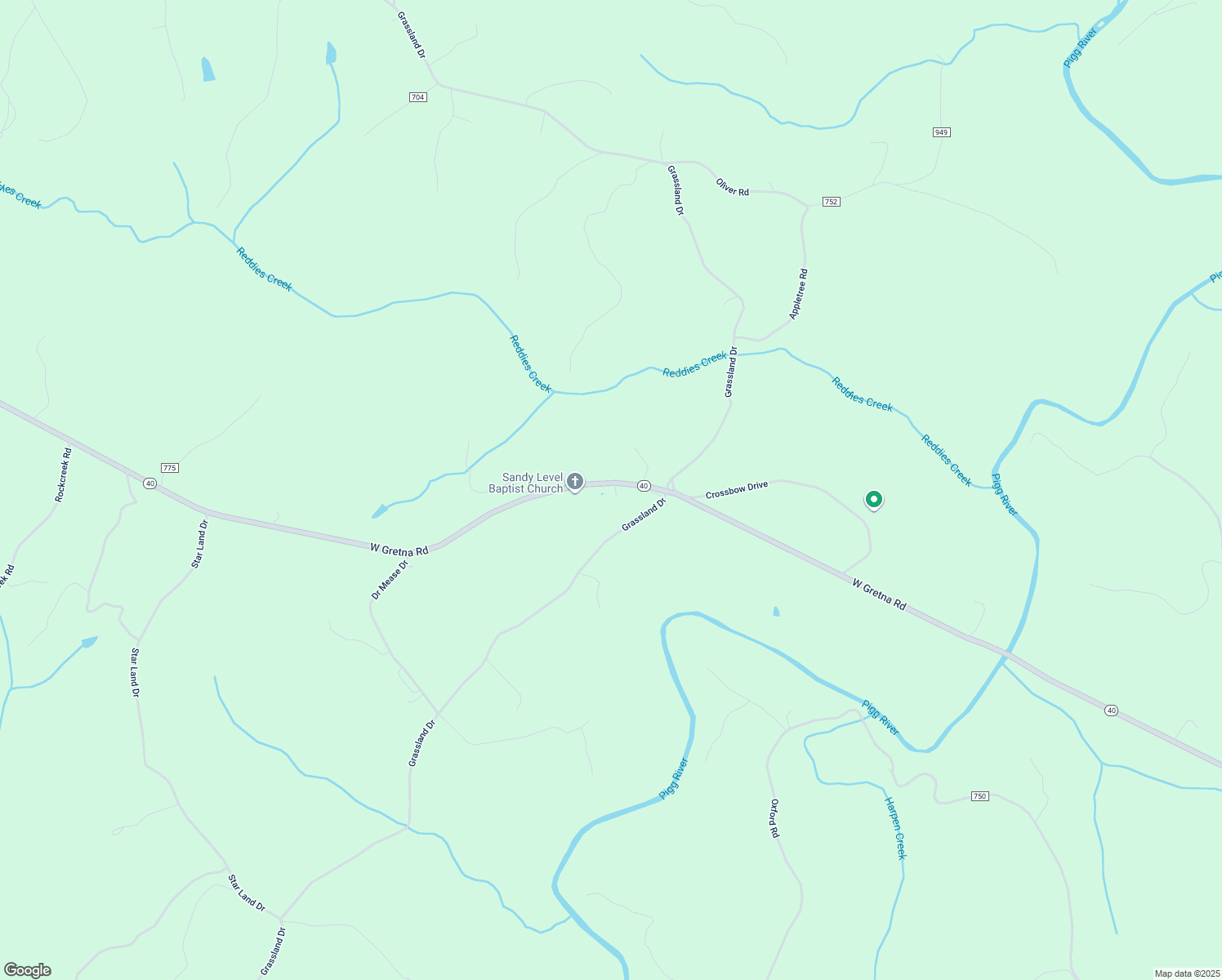 map of restaurants, bars, coffee shops, grocery stores, and more near West Gretna Road in Pittsylvania County