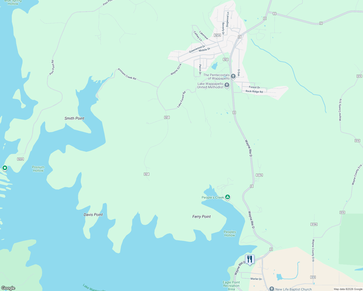 map of restaurants, bars, coffee shops, grocery stores, and more near in Wappapello