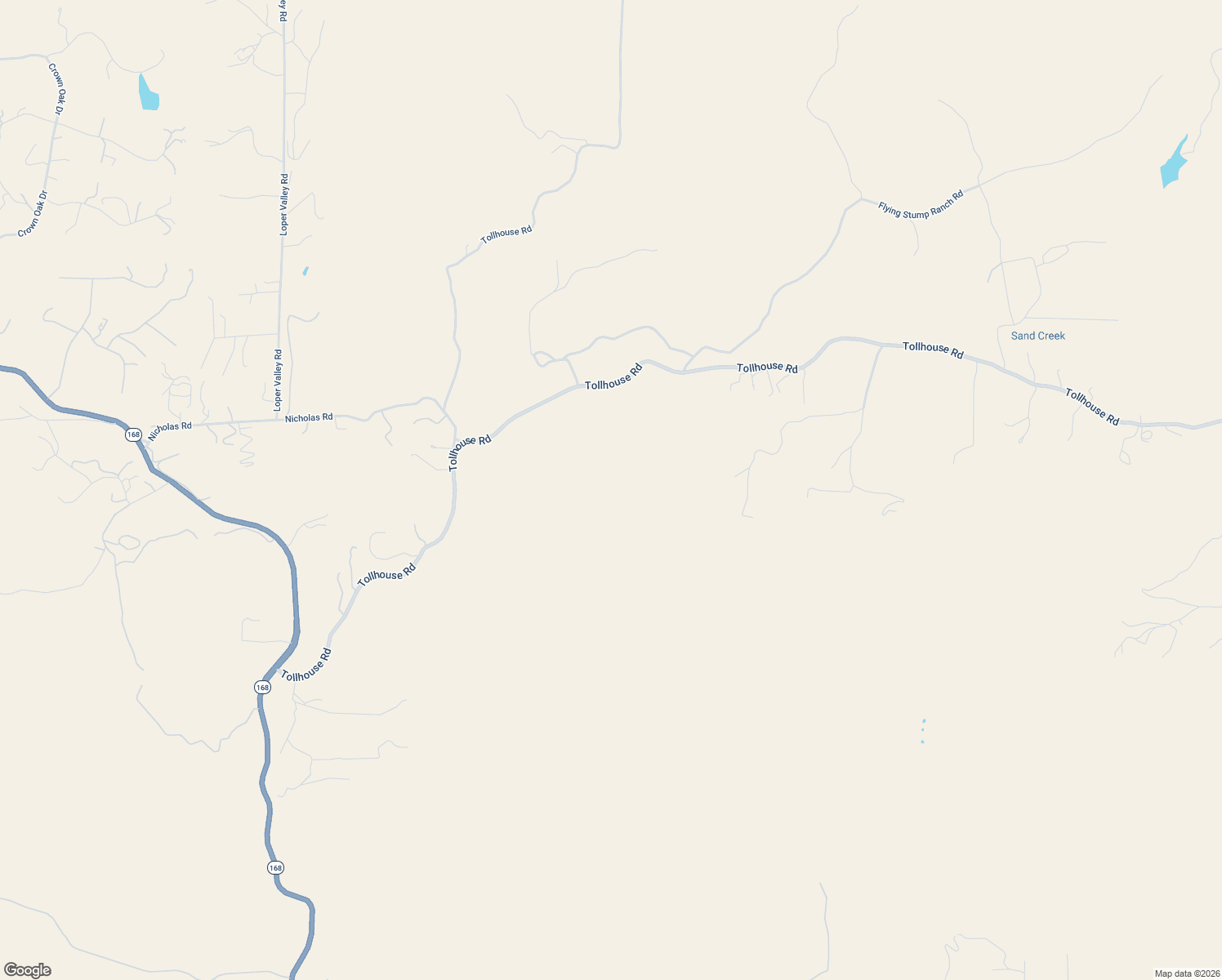 map of restaurants, bars, coffee shops, grocery stores, and more near 20623 Tollhouse Road in Prather