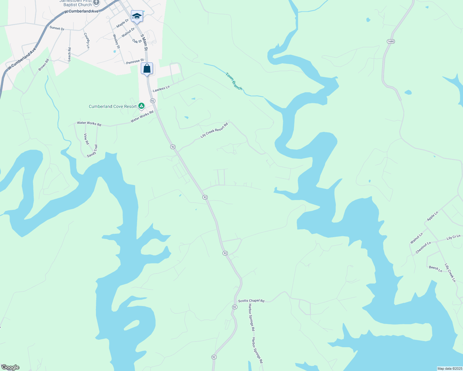 map of restaurants, bars, coffee shops, grocery stores, and more near Little Louisville Road in Russell County