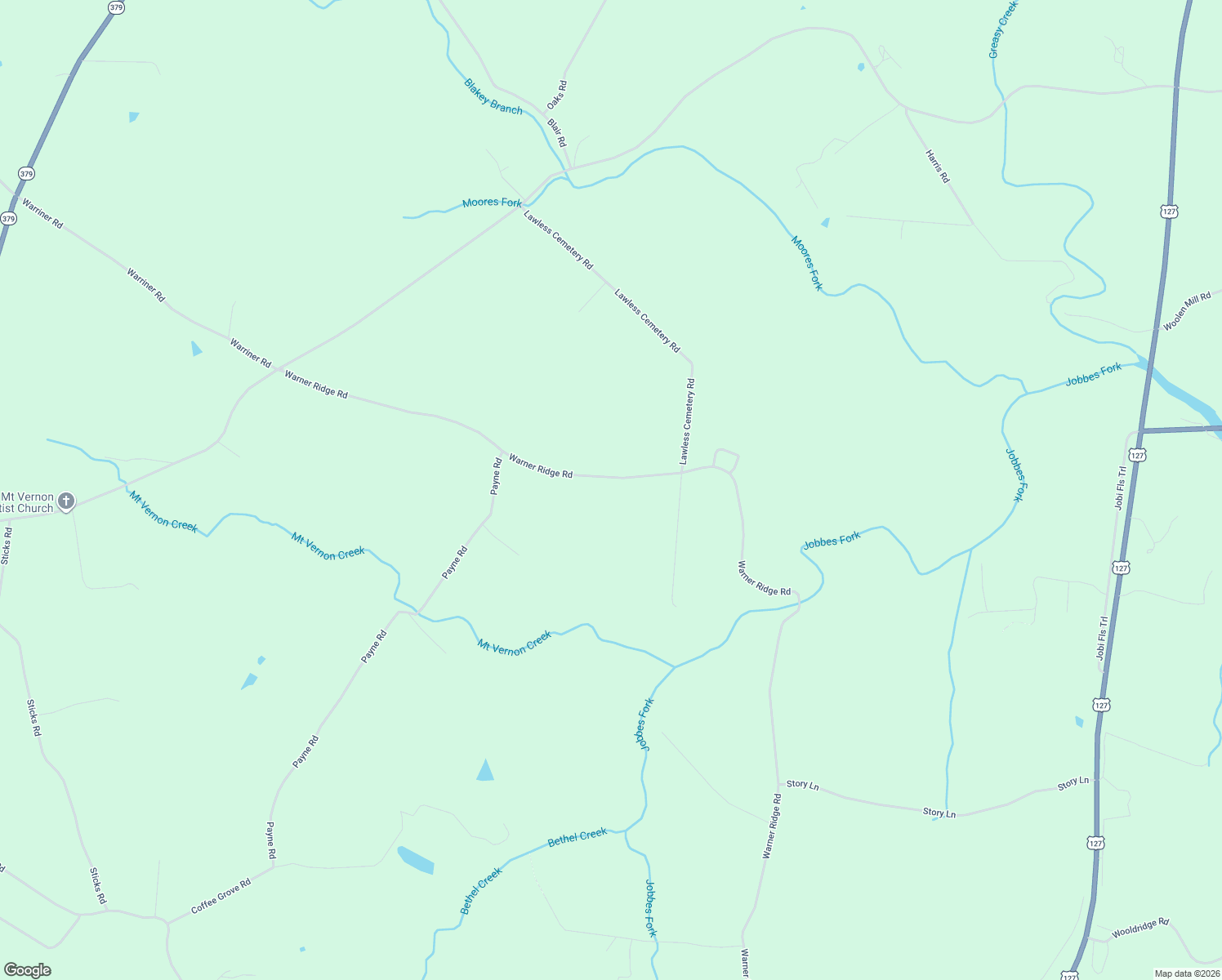 map of restaurants, bars, coffee shops, grocery stores, and more near 1001-1099 Warner Ridge Road in Jamestown