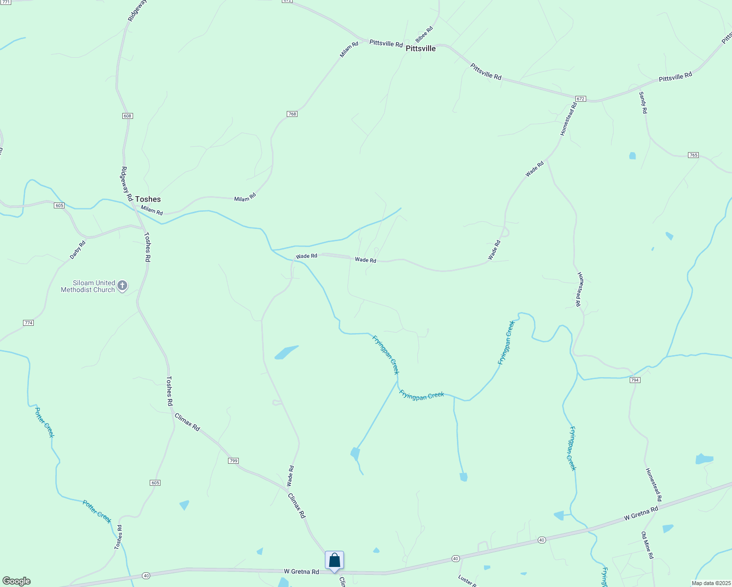 map of restaurants, bars, coffee shops, grocery stores, and more near 381 Frying Pan Road in Pittsville
