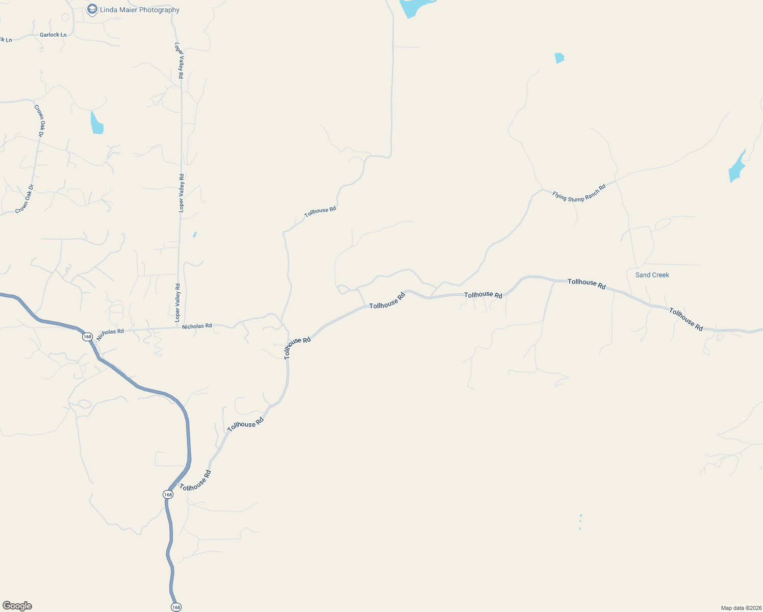 map of restaurants, bars, coffee shops, grocery stores, and more near 20623 Tollhouse Road in Prather