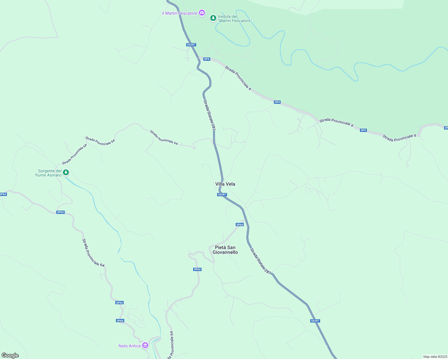 map of restaurants, bars, coffee shops, grocery stores, and more near 13 Strada Statale 287 in Villa Vela