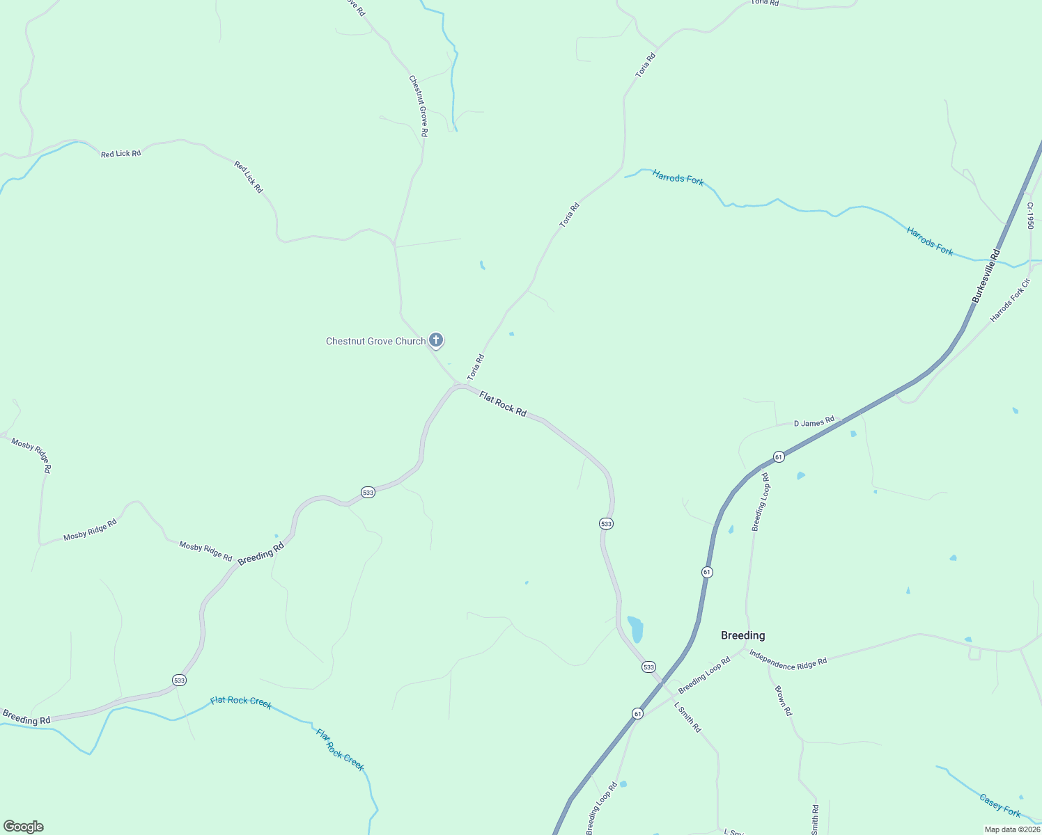 map of restaurants, bars, coffee shops, grocery stores, and more near 1199 Flat Rock Road in Breeding