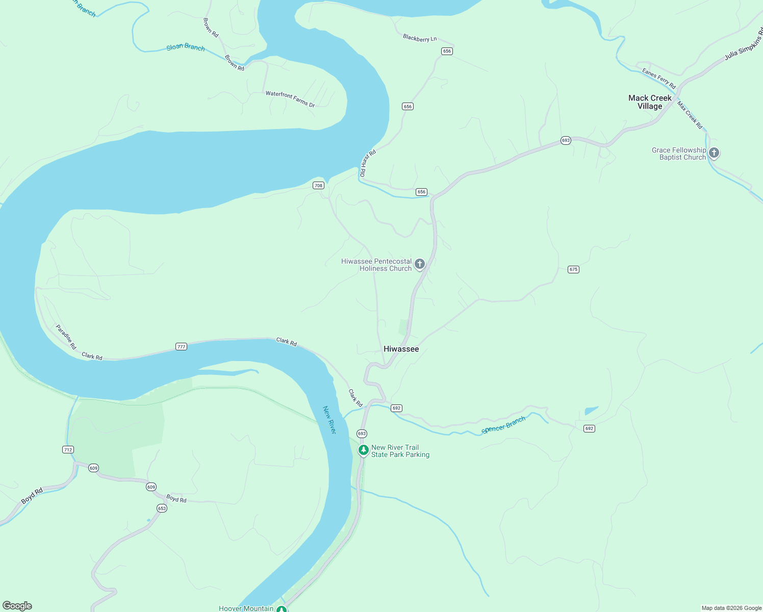 map of restaurants, bars, coffee shops, grocery stores, and more near 2366 Bethel Church Road in Hiwassee