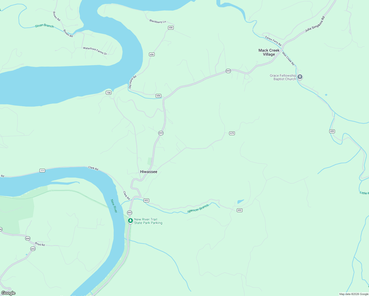 map of restaurants, bars, coffee shops, grocery stores, and more near 4917 State Road 675 in Hiwassee