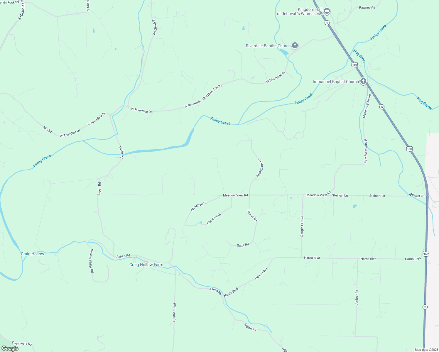 map of restaurants, bars, coffee shops, grocery stores, and more near Faught Road in Christian County