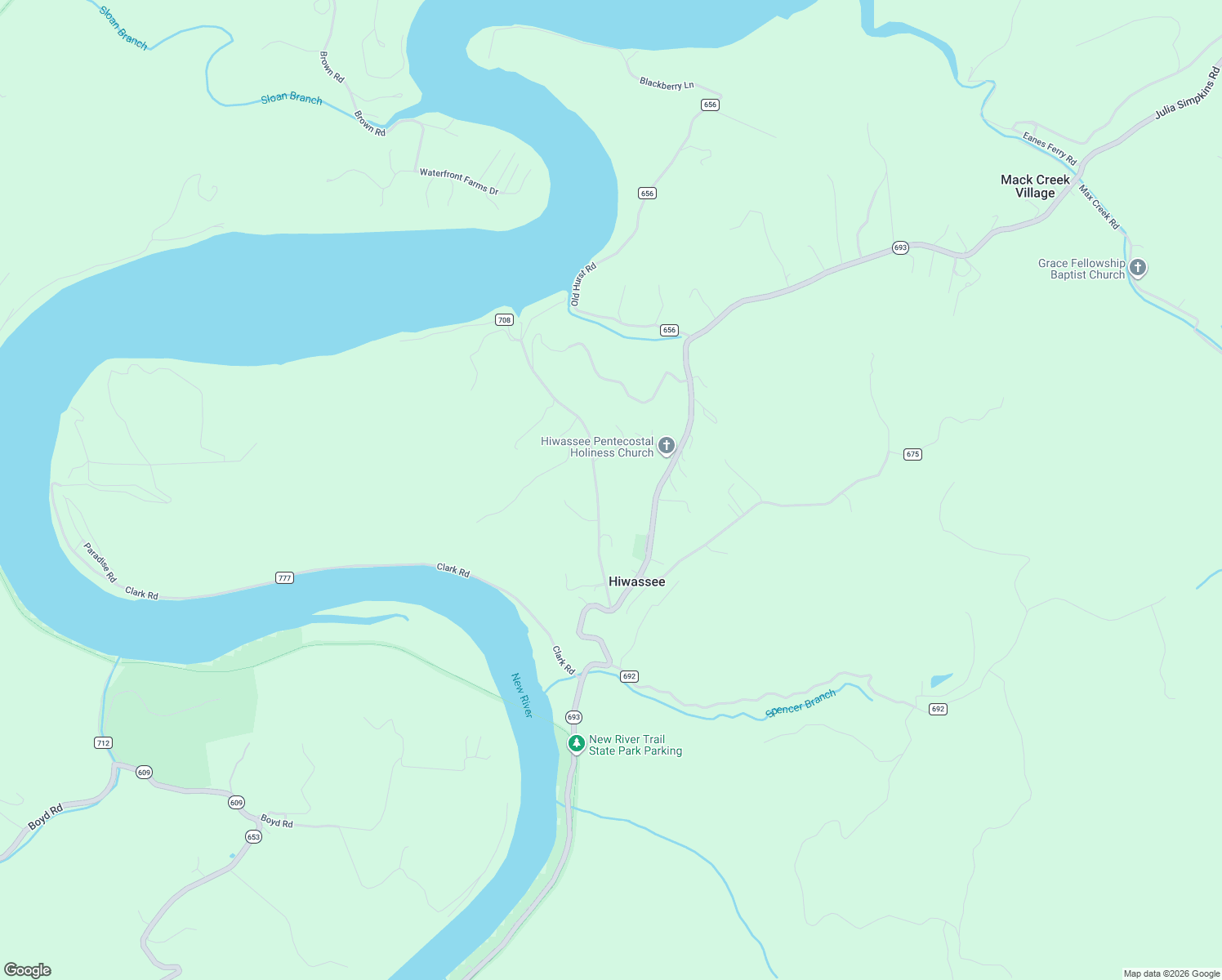 map of restaurants, bars, coffee shops, grocery stores, and more near 2366 Bethel Church Road in Hiwassee