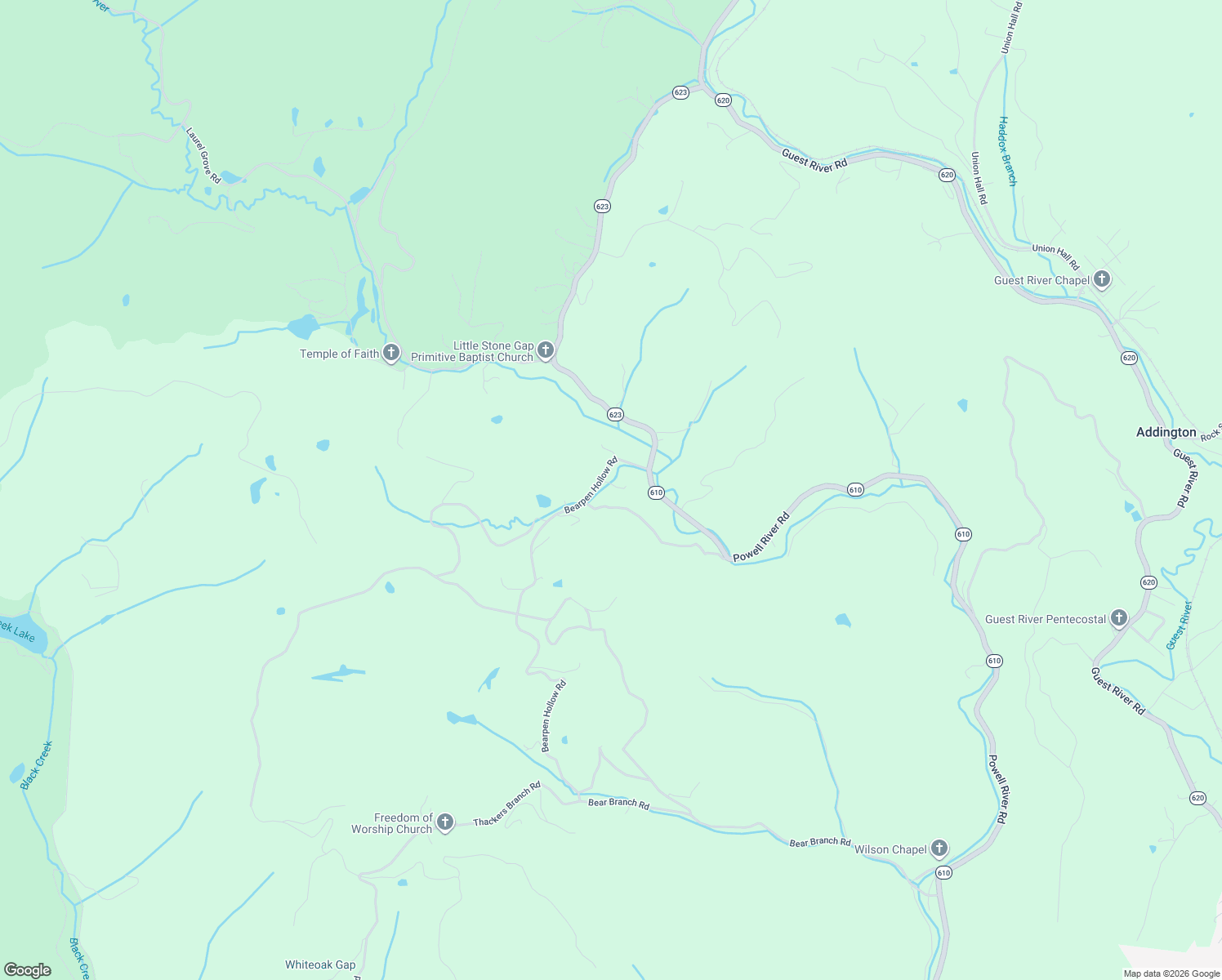 map of restaurants, bars, coffee shops, grocery stores, and more near 5961 Powell River Road in Norton