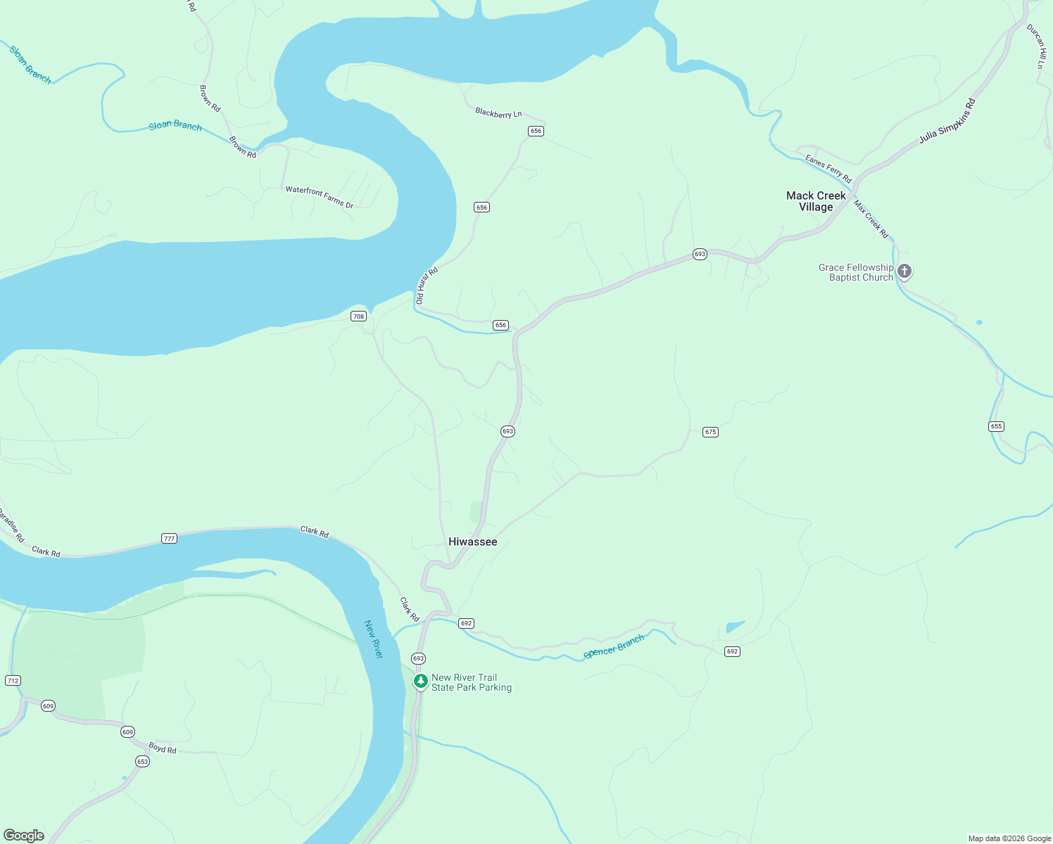 map of restaurants, bars, coffee shops, grocery stores, and more near 2420 Julia Simpkins Road in Hiwassee