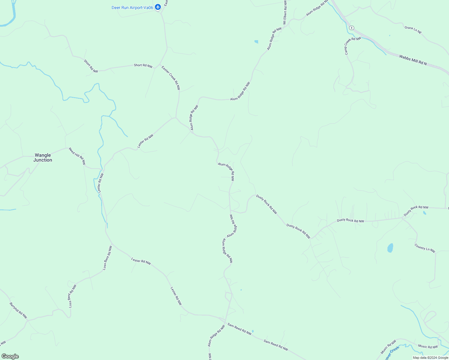 map of restaurants, bars, coffee shops, grocery stores, and more near 5142 Alum Ridge Road Northwest in Floyd