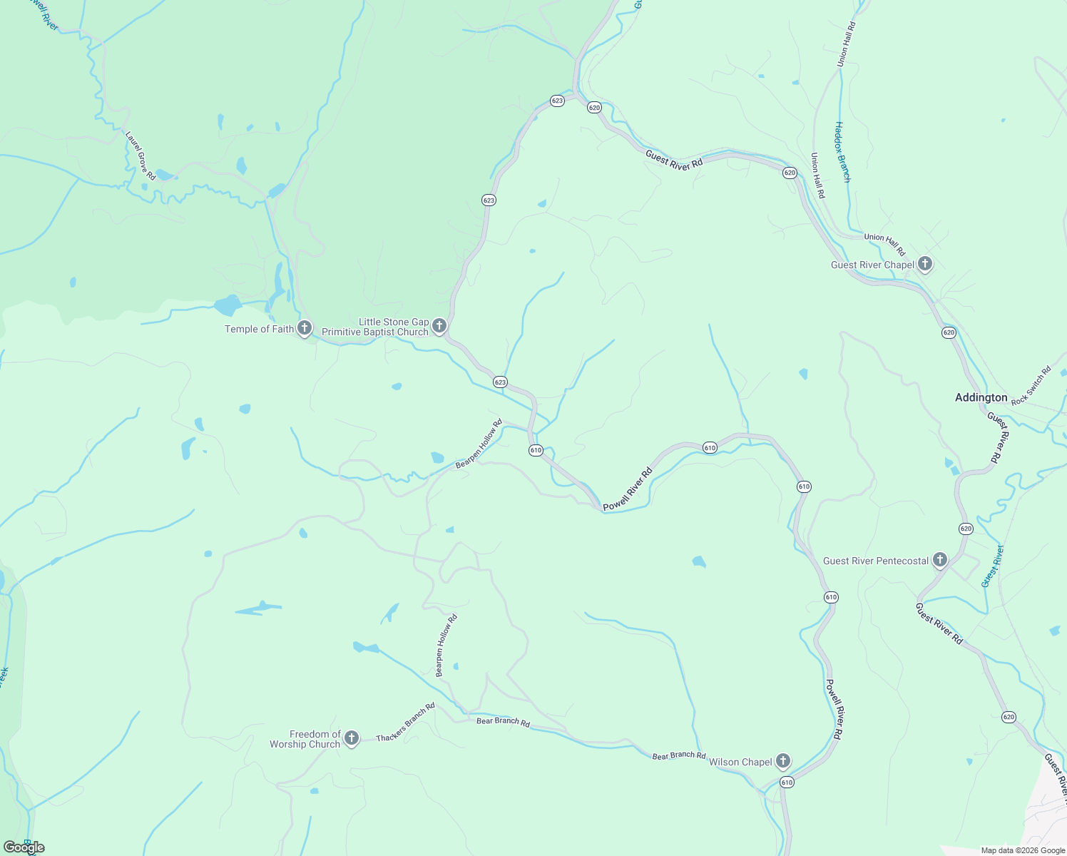 map of restaurants, bars, coffee shops, grocery stores, and more near 5961-5995 Powell River Road in Norton