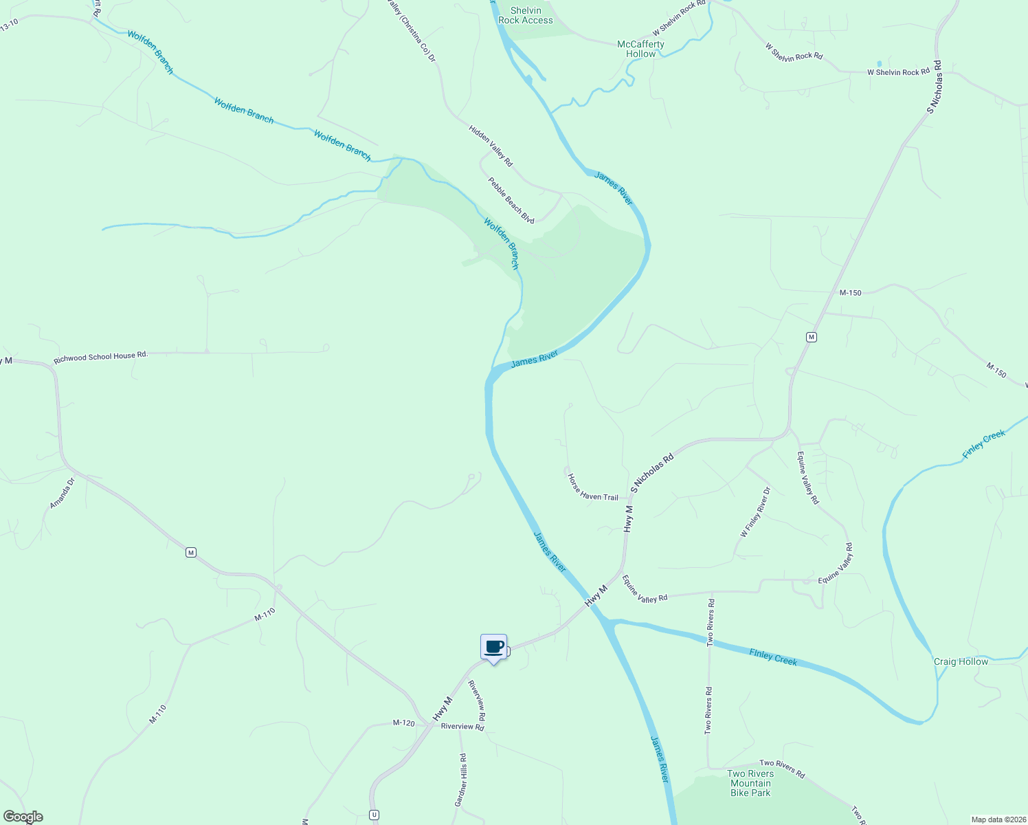 map of restaurants, bars, coffee shops, grocery stores, and more near 2077 Horse Haven Trail in Nixa