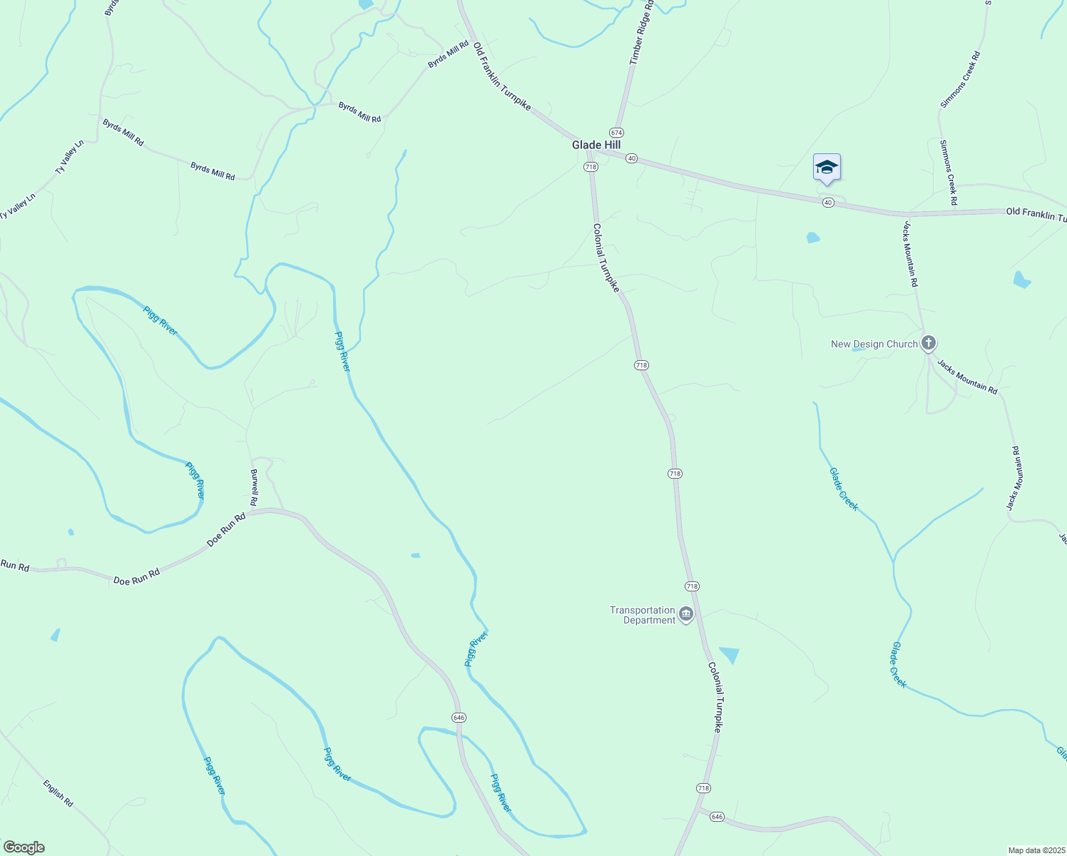map of restaurants, bars, coffee shops, grocery stores, and more near 6210 Colonial Turnpike in Glade Hill