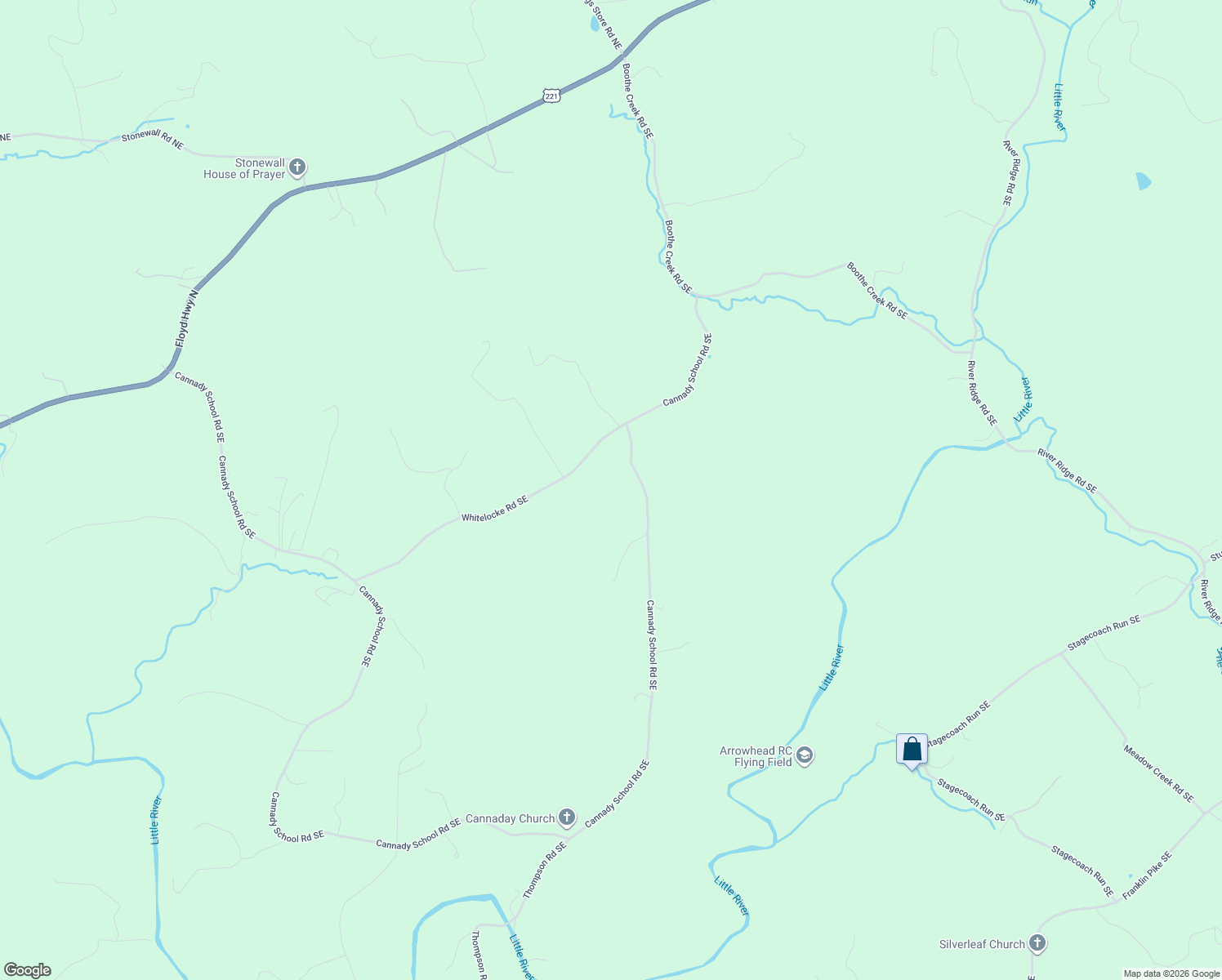map of restaurants, bars, coffee shops, grocery stores, and more near 508 Whitelocke Road Southeast in Floyd
