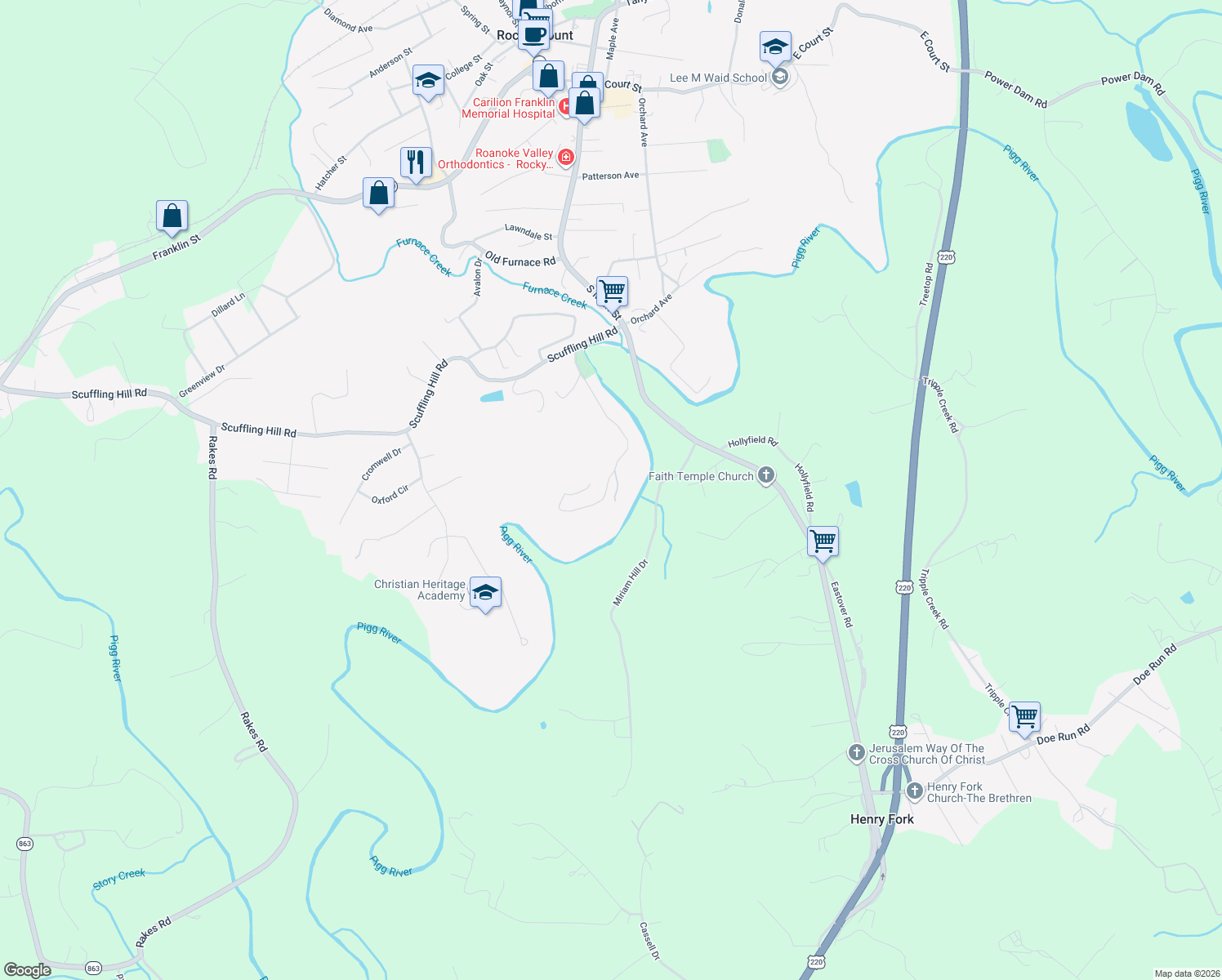 map of restaurants, bars, coffee shops, grocery stores, and more near 500-798 Old Fort Road in Rocky Mount