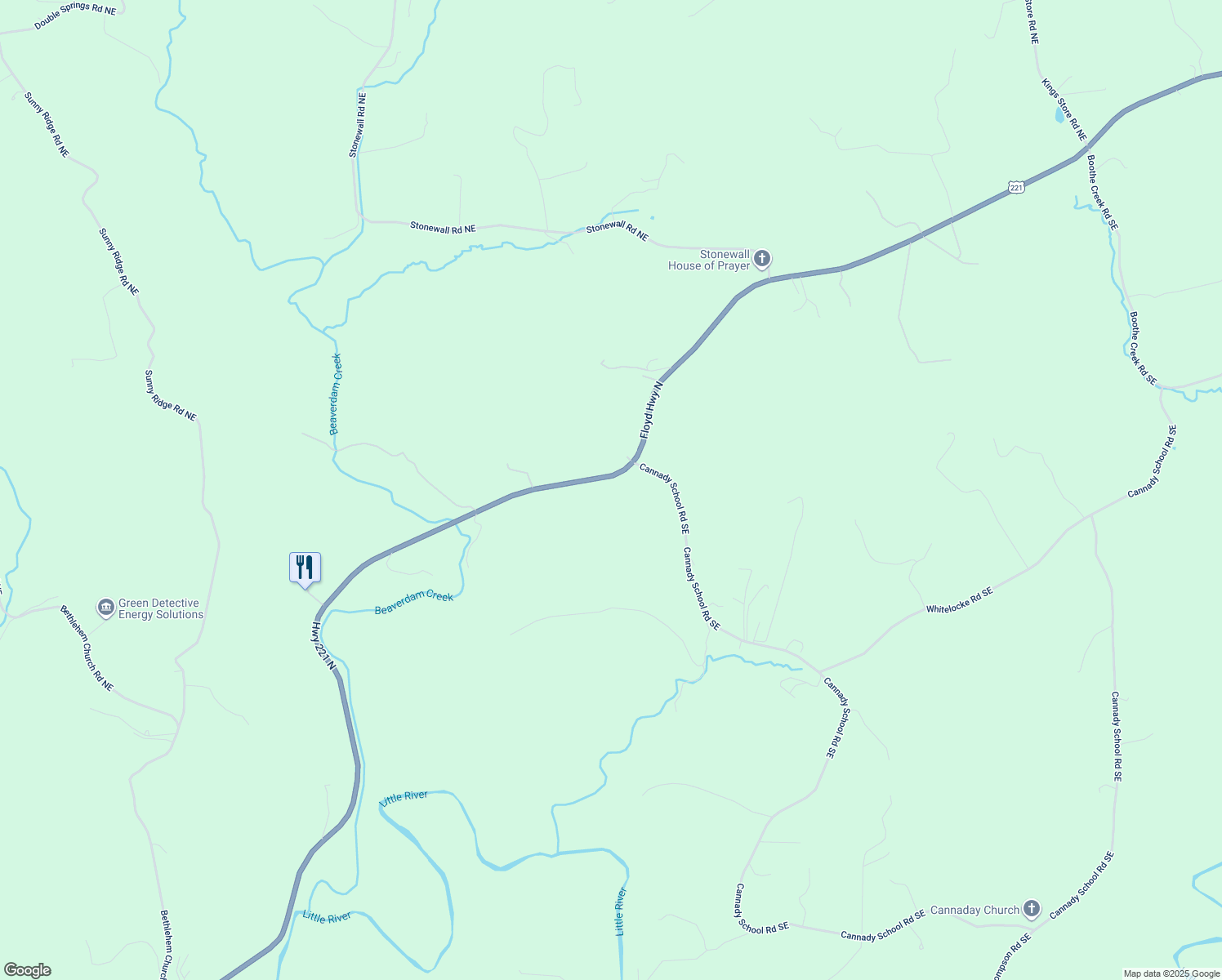 map of restaurants, bars, coffee shops, grocery stores, and more near Floyd Highway North in Floyd