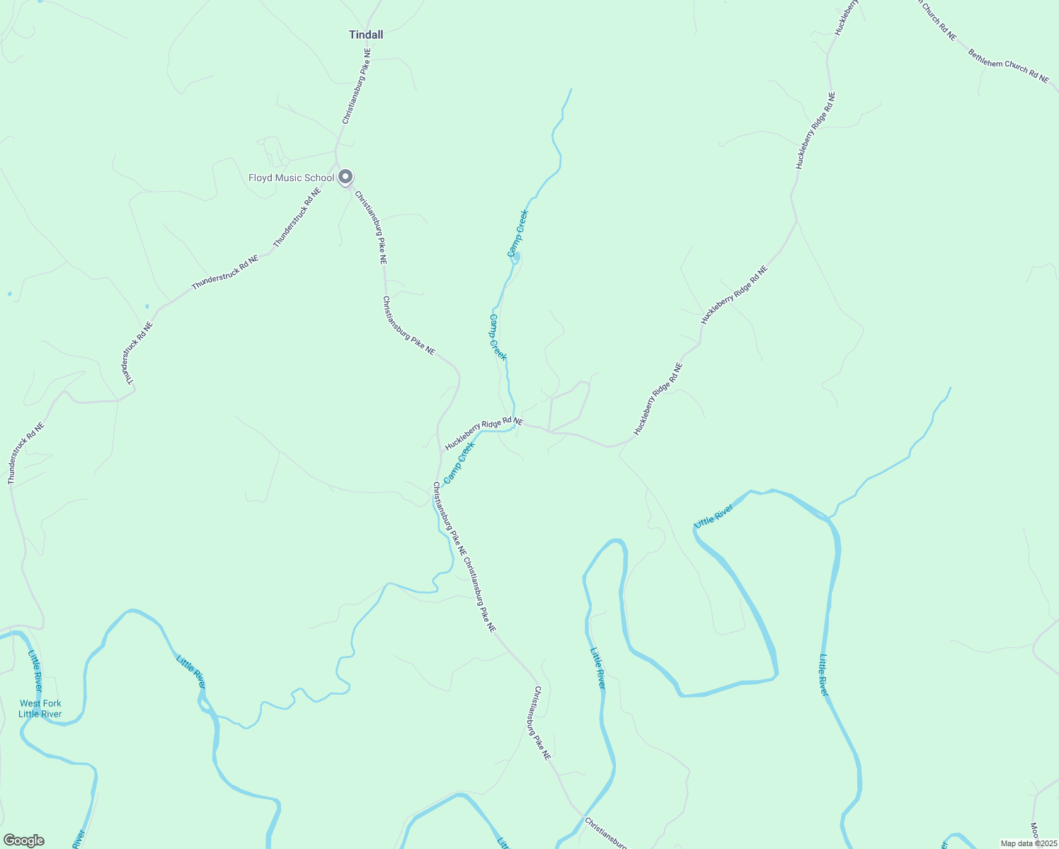 map of restaurants, bars, coffee shops, grocery stores, and more near 289 Huckleberry Ridge Road Northeast in Floyd