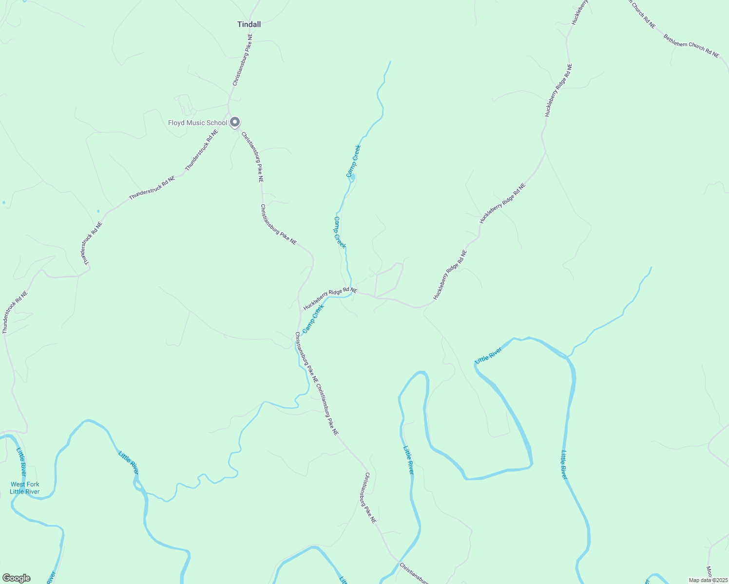 map of restaurants, bars, coffee shops, grocery stores, and more near 289 Huckleberry Ridge Road Northeast in Floyd