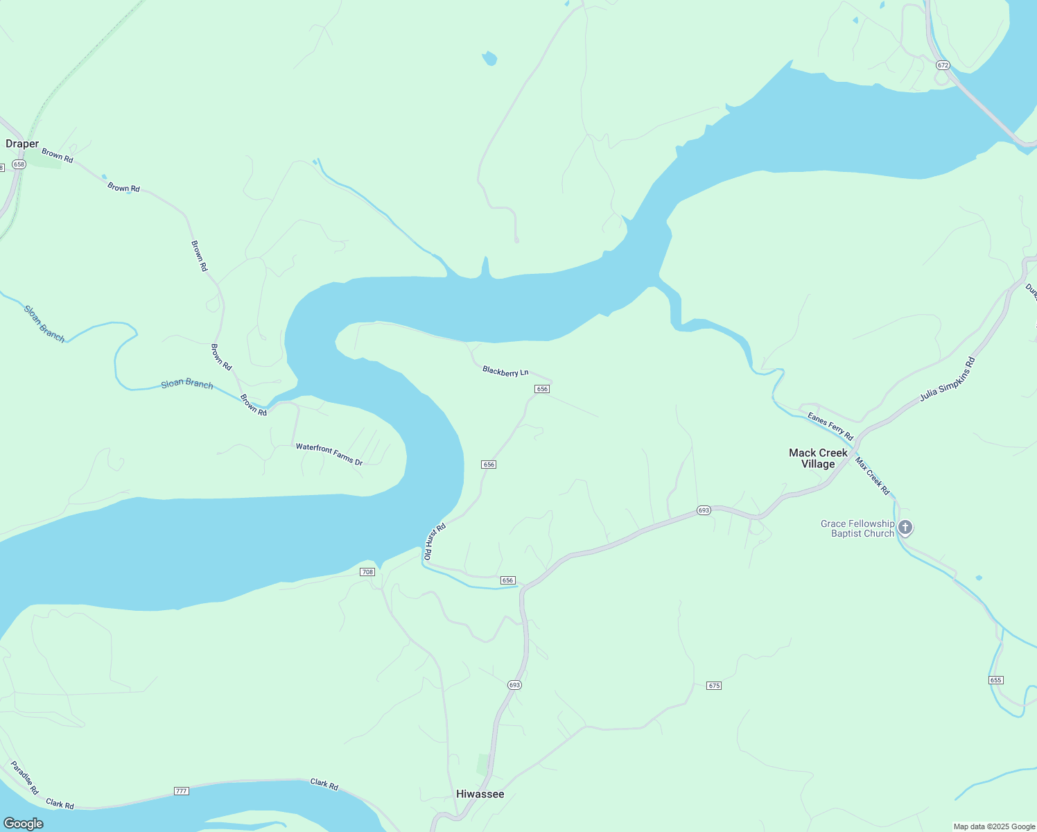 map of restaurants, bars, coffee shops, grocery stores, and more near 2719 Old Hurst Road in Hiwassee