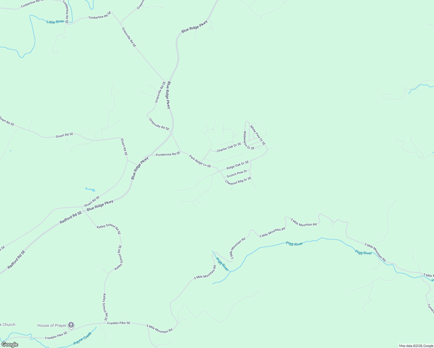 map of restaurants, bars, coffee shops, grocery stores, and more near 227-229 Ridge Oak Drive Southeast in Copper Hill