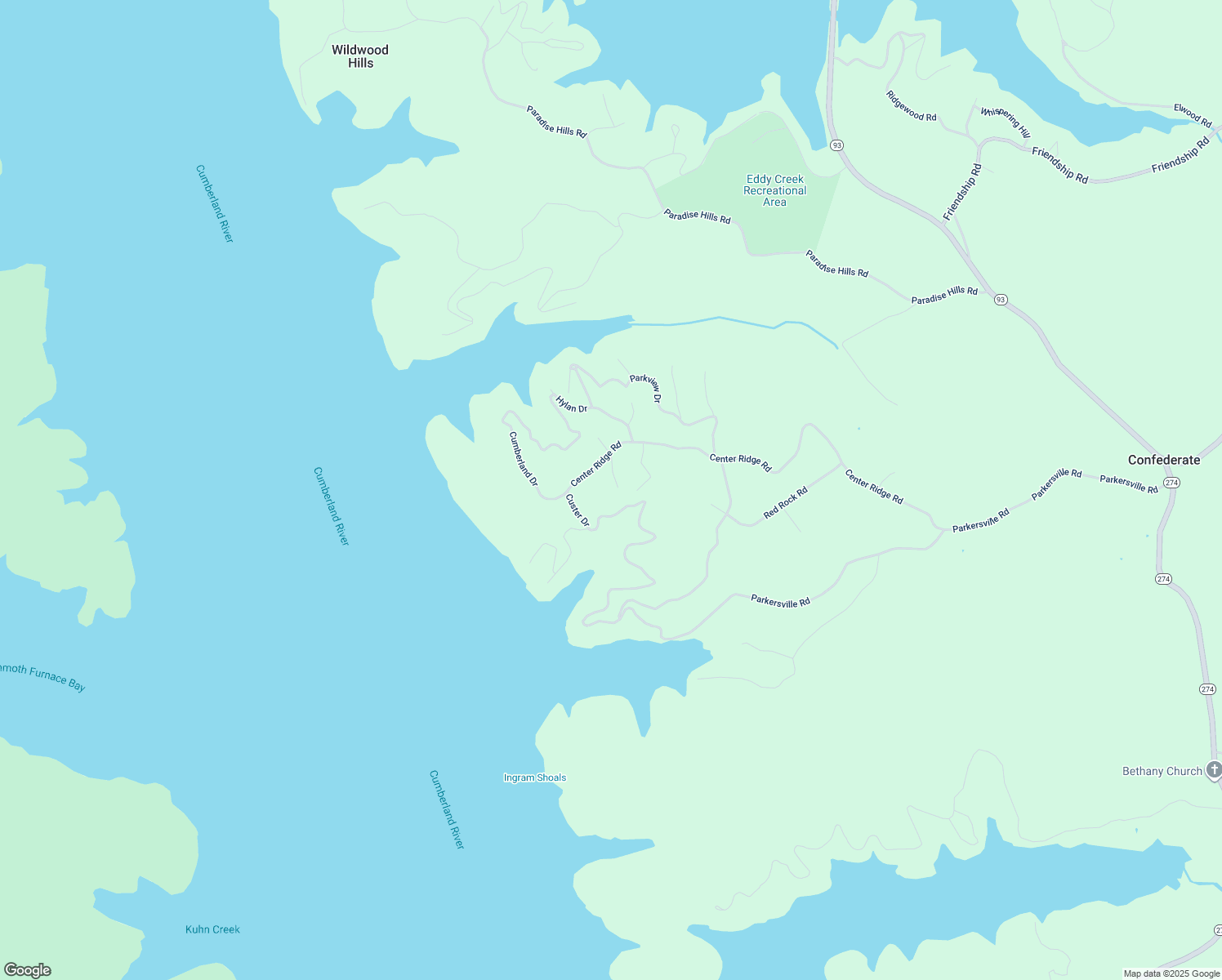 map of restaurants, bars, coffee shops, grocery stores, and more near 2089 Parkersville Road in Eddyville
