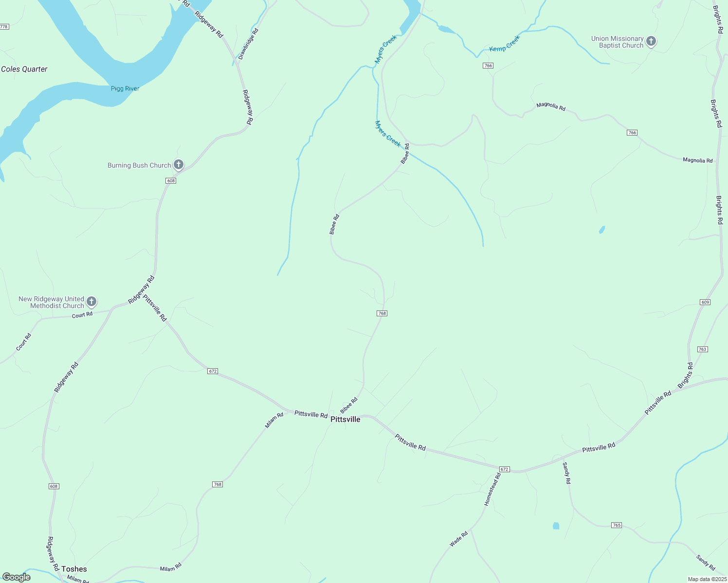 map of restaurants, bars, coffee shops, grocery stores, and more near 841 Bibee Road in Pittsville