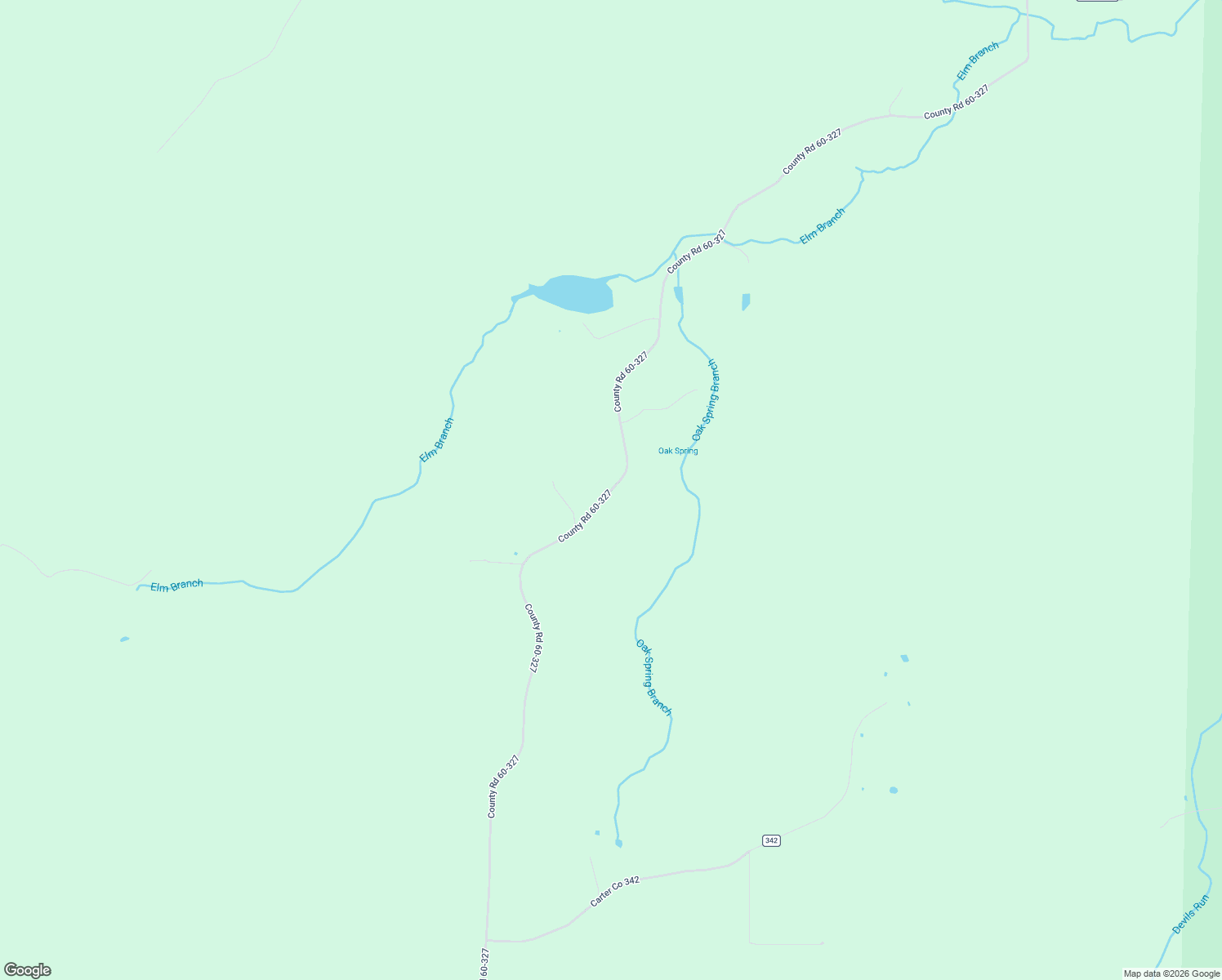 map of restaurants, bars, coffee shops, grocery stores, and more near County Road 60-327 in Ellsinore