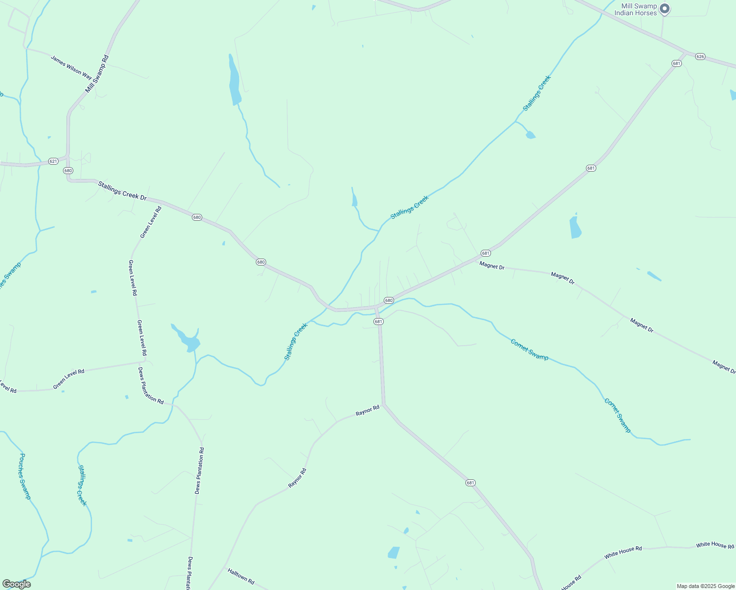 map of restaurants, bars, coffee shops, grocery stores, and more near 10271 Stallings Creek Drive in Smithfield