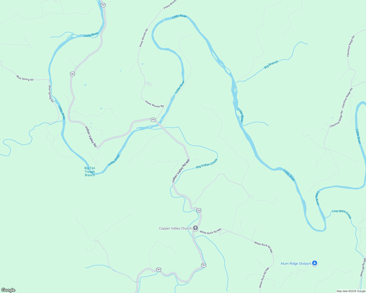 map of restaurants, bars, coffee shops, grocery stores, and more near 260 Indian Valley Road Northwest in Radford