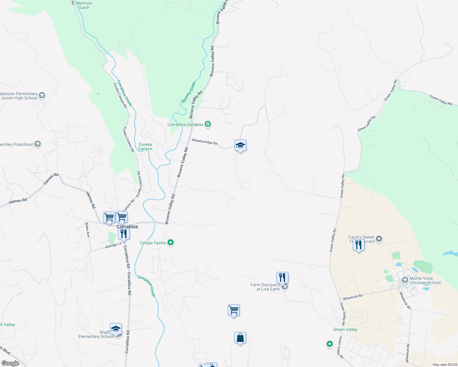 map of restaurants, bars, coffee shops, grocery stores, and more near 380 Whippet-Run in Corralitos