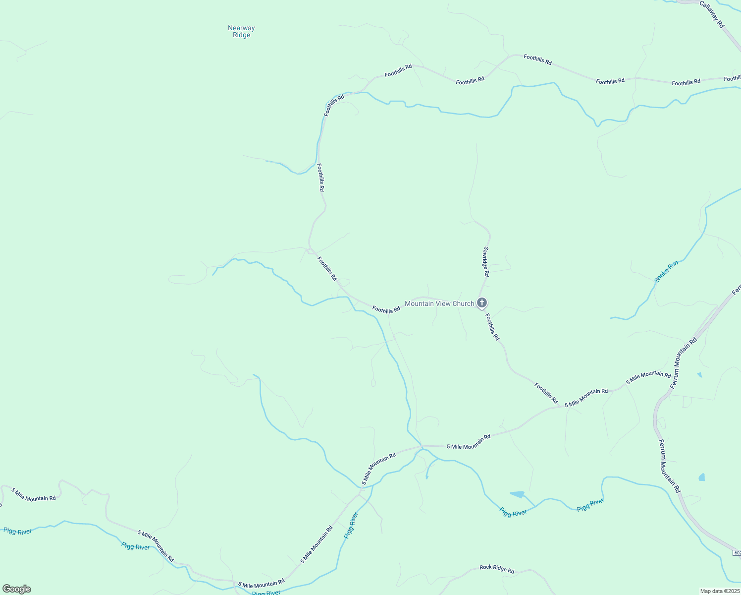 map of restaurants, bars, coffee shops, grocery stores, and more near 1174 Foothills Road in Callaway