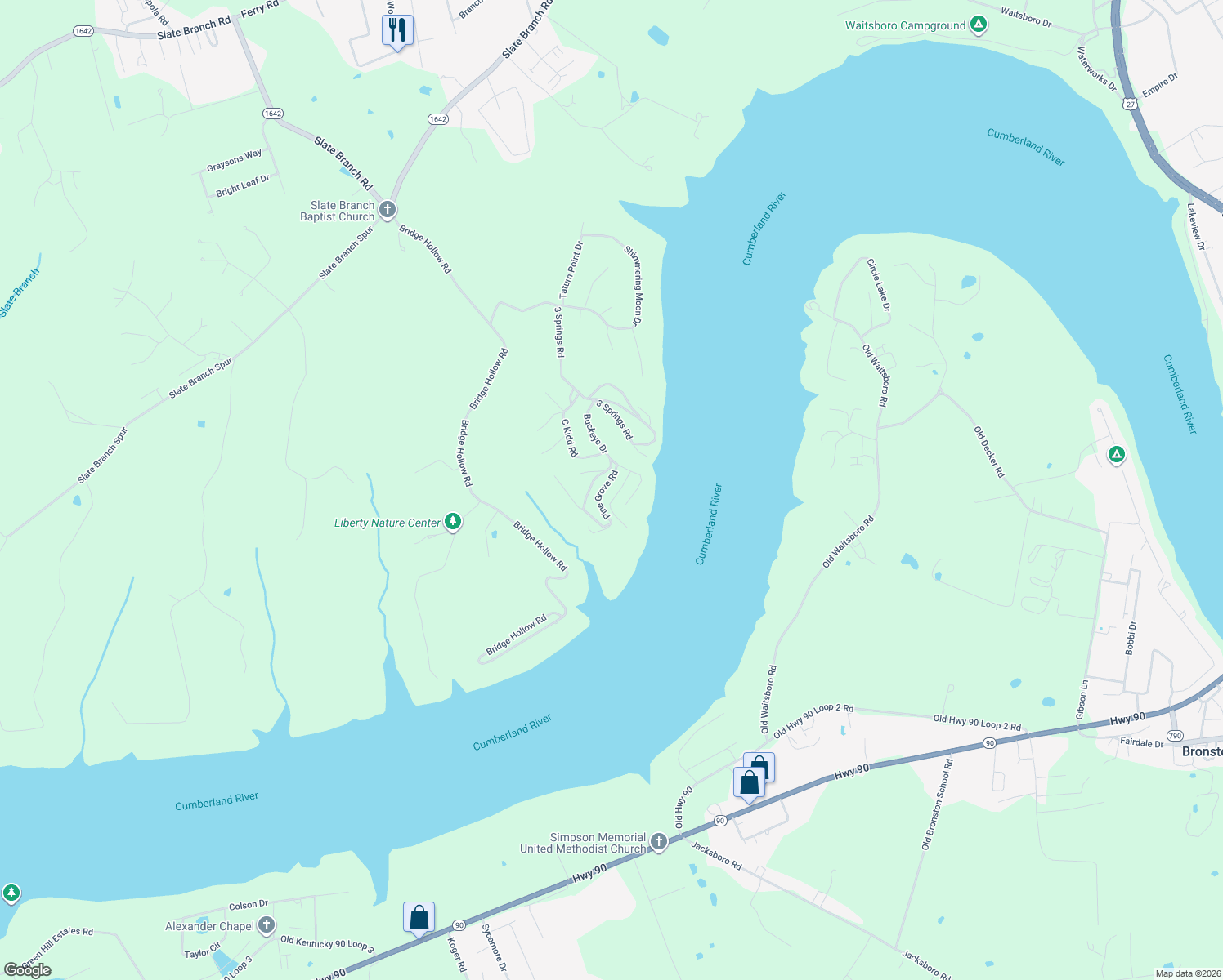 map of restaurants, bars, coffee shops, grocery stores, and more near 405 Buckeye Drive in Somerset