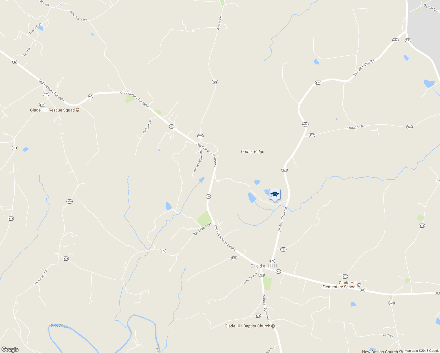 map of restaurants, bars, coffee shops, grocery stores, and more near 6449 Old Franklin Turnpike in Glade Hill