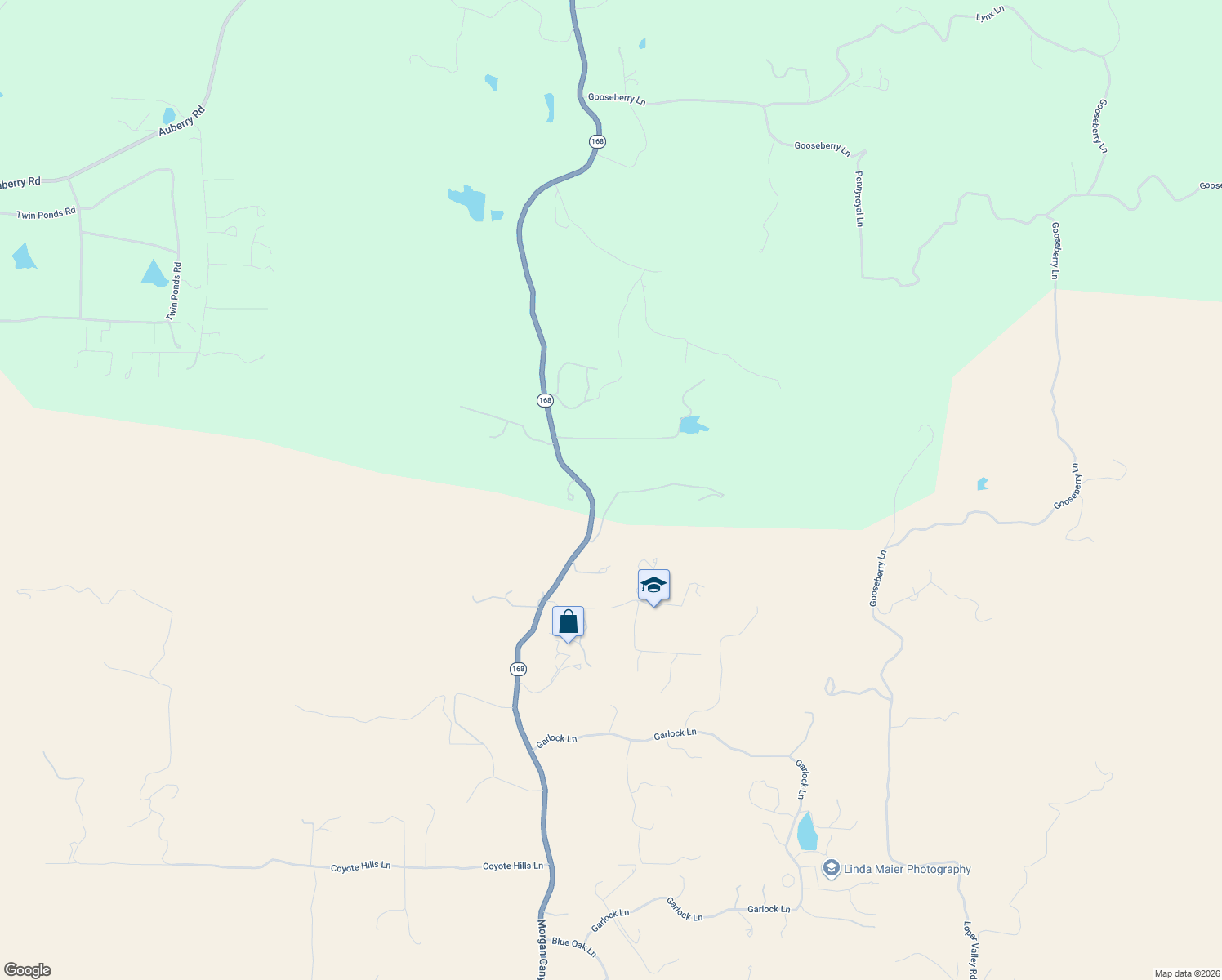 map of restaurants, bars, coffee shops, grocery stores, and more near 16730 Wildflower in Prather
