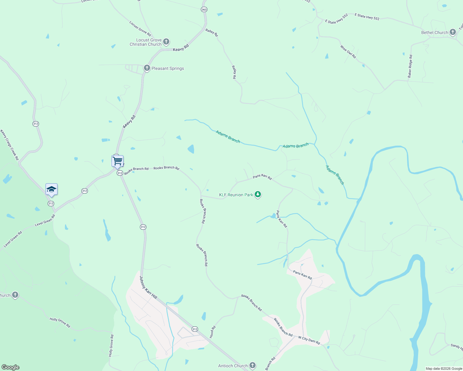 map of restaurants, bars, coffee shops, grocery stores, and more near 292 Paris Karr Road in Keavy